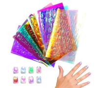 Holographic Nail Stickers - 11 Sheets Iridescent 3D Decals, Rainbow Glitter Foil Designs, Easy Apply Manicure Stickers | For Women Beginners Salon Home DIY Valentine's Day Party