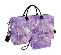 Holographic Shine Pattern Lavanda Modello Decorativo Viaggio Pernottamento Carry on Bag Sport Palestra Tote Bag con Cinghia Regolabile per Aereo Viaggi Impermeabile Maletines para Mujer de