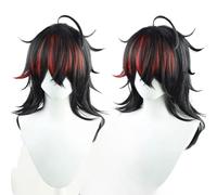 Hololive Vox Akuma Cosplay Parrucca, Nero Misto Rosso Capelli Sintetici Resistenti al Calore per Halloween Costume Carnevale