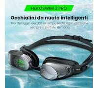 Holoswim 2 Pro Occhiali da nuoto intelligenti con dati AR in tempo reale e analisi AI (APP), anti-appannamento, impermeabile IPX8, carica magnetica, compatibile con Garmin/Apple Watch, per adulti