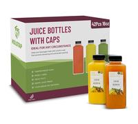 Holotap 42 bottiglie vuote in plastica da 473,6 ml, con tappi, bottiglie di plastica per spremere, 473 ml, contenitori per succhi con tappi a prova di manomissione, ideali per acqua e altre bevande