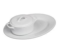 Holst Porcellana COC 201 FA2 Cocotte per zuppa e stufato SERVIER Set 0,40 l 29 x 21 cm, Porcellana, Bianco, 29,5 x 21 x 9,5 cm