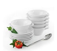 Holst Porzellan ACC 05 FA4 Tazza da zuppa da 0,35 l con piattino, Set da 12 Pezzi per 6 Persone, Porcellana, Bianco
