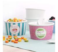 Holst Porzellan ES 302 4 - Set di 3 bicchieri da gelato in porcellana, decorati con cucchiaio per gelato