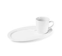 Holst Porzellan KT 005 - Set di piatti da portata in porcellana, 2 MP, con tazza da caffè/Tirnk Anna 0,24 l, colore: bianco, 27,5 x 9 cm