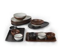 Holst Porzellan RT 013 - Set da 18 pezzi per colazione in porcellana reattiva per 6 persone, colore: Nero