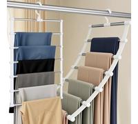 Holtrae 2 Pezzi Grucce Pantaloni,6 ripiani Porta Pantaloni Per Armadio,ieghevole Appendini per Pantaloni,appendino,per asciugamani,per pantaloni,jeans, sciarpe,cravatte,lenzuola
