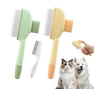 Holtrae 2 Pezzi Spazzola per Gatti con 1 Pettine Antipulci Rimuove i Peli Sciolti per Pelo Corto e Lunghi Rimuovere Peli Morti Autopulente con Pulsante Autopulente Ideale per Proprietari di Gatt