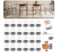 Holtrae 24 pezzi Gommini per Sedie Rotondi Con feltrini aggiornato ispessito,Protezioni per gambe di sedie in silicone trasparente,per Gambe di Sedie Mobili per Pavimenti in Legno (19-30mm)