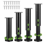 Holtrae 4 Pezzi Piedini per Mobili Regolabili Altezza,Piedini per Armadietto, Gambe Metallo di Supporto, Adatto per Divano, Tavolo, Sedie, Letto, 18-30cm Piedini Regolabili per Mobili, colore: nero