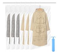 Holtrae 6 Pezzi Sacchetti Sottovuoto da Appendere con Pompa a Mano 110x70cm Trasparente e Riutilizzabile Protezione da Umidità e Muffa Sacco Sottovuoto Piumone Organizzatore Armadio Trasparente