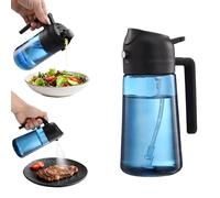 Holtrae Spruzzino Olio 470ml, Dispenser Olio 2-in-1 in Vetro Antiperdite, Oliera Spray e Spruzzino Nebulizzatore per Cucina, Friggitrice Aria e Grigliate(Blu)