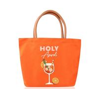 Holy Aperoli Tote Bag, Aperol Spritz Borsa Tela 44 x 40 x 12cm, Borse Spesa Riutilizzabili Leggere, Borsa Spiaggia Donna con Manici Pelle PU, per Mare, Spesa, Regalo per Addio, Compleanno (Arancione)
