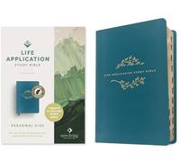 Holy Bible: New Living Translation, Teal Blue, Leatherlike, Life Application Study, Personal Size, Indexed, Red Letter