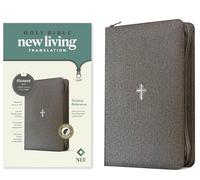 Holy Bible: New Living Translation, Textured Cross Gray, Leatherlike, Thinline Reference, Zipper, Filament Enabled, Indexed, Red Letter With Ribbon Marker
