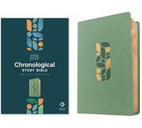 Holy Bible: Nlt One Year Chronological Study Bible, Leatherlike, Sage Green Mosaic