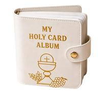 Holy Card Wallet - Faux Leather Catholic Card Holder, Portable Case Booklet Protector, Protective Sleeves Organizer Book | Elegant Spiritual Album, Men Women Personal Prayer Travel Home Retreat Presen