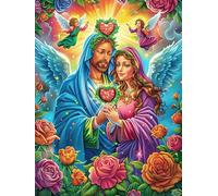 Holy Family in Flower Garden Puzzle 300 Pezzi Relax E Meditazione Rompicapo Mindfulness Attività Per Il Benessere Riduzione Dell'ansia Regalo Per Tutti 300 PCS