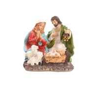 Holy Family Statue, Nativity Scene Figurines, Resin Jesus Decoration, 4.33x3.35 Inches Handcrafted Religious Ornament, Christmas Table Centerpiece for Home, Fireplace, Bedroom, Dorm, Display