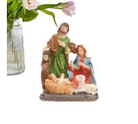 Holy Family Statue, Nativity Scene Figurines, Resin Jesus Desk Ornament, Religious Christmas Decor for Bookshelf, Dorm, Fireplace, Indoor Table, Bedroom, Living Room, Hotel Holiday Display Use