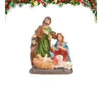Holy Family Statue, Nativity Scene Sculpture, Resin Jesus Figurine Display, 4.33x3.35 inches Christian Christmas Decoration, Faith-Based Ornament for Fireplace Table Shelf Living Room Hotel Decor