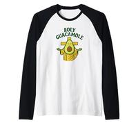 Holy Guacamole Funny Avocado God Design with Cross Maglia con Maniche Raglan