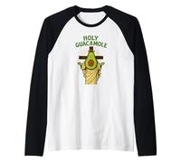 Holy Guacamole Funny Avocado God Design with Cross Maglia con Maniche Raglan
