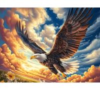 Holy Light Bald Eagle Rompicapo 1000 Pezzi Per Festa Della Repubblica Cartone Rigido Paesaggi Italiani Colorful Fantasy Wildlife Per Decorazione Murale Da Passatempo Edizione Limitata 1000 PCS/75x50cm