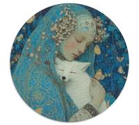 Holy Little White Fox Held in The Donna's Arms Puzzle Per Adulti || 1000pcs (67.5x67.5cm) Puzzle Giochi EduGattoivi,decorazioni Per La Casa