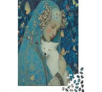 Holy Little White Fox Held in The Woman's Arms 70x50cm/1000pcs - Puzzle Per Adulti Giocattolo Fai-da-te