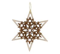Holyart Addobbo Legno Val Gardena Stella Sei Punte Tre Strati 8 cm
