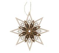 Holyart Addobbo Legno Val Gardena Stella Tre Strati 8 cm