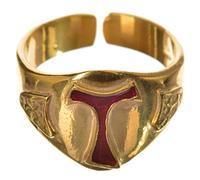 Holyart Anello per vescovi Argento 925 Dorato Tau smaltato