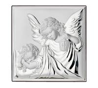 Holyart Angelo custode bilaminato argento quadrato Valenti 12x12 cm