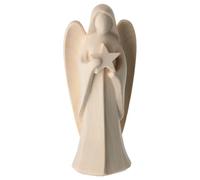 Holyart Angioletto Custode con Stella Legno Naturale Val Gardena, 12 cm (4.73 INC.)