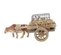 Holyart Attrezzi da lavoro presepe: Carro con bue e galline per presepe 7x15 cm
