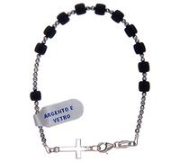 Holyart Bracciale a Rosario Argento 925 di Colore Nero