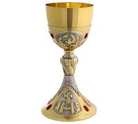 Holyart Calice Dorato eucarestia Pax IHS e Pietre Rosse 23 cm