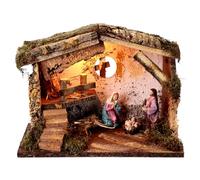Holyart Capanna natività con luce led 25x35x20 cm per statuine di 12 cm