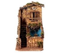 Holyart Cascata con Scale presepe Napoletano Legno 6-8 cm 25x15x25 cm