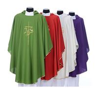 Holyart Casula Poliestere IHS Croce stilizzata 4 Colori, Bianco