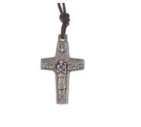 Holyart Ciondoli con croce: Collana Croce Papa Francesco metallo 2,8x1,8 cm con corda
