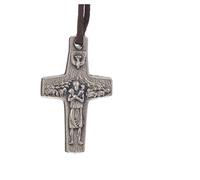 Holyart Ciondoli con croce: Collana Croce Papa Francesco metallo 2x1,4 cm con corda
