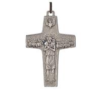 Holyart Ciondoli con croce: Collana Croce Papa Francesco metallo 8x5