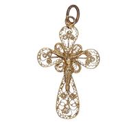 Holyart Ciondoli con croce: Croce 3 cm filigrana in argento 925 dorato