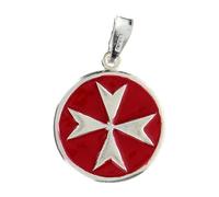 Holyart Ciondolo Cavalieri di Malta Smalto Rosso Argento 925