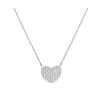 Holyart Collana Cuore Piatto pavé zirconi Bianchi 12 mm Amen Argento 925