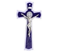Holyart Croce Cerchio San Benedetto in Vetro Bicolore Corpo e medaglia Metallo 26x14 cm