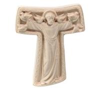 Holyart Croce San Francesco Tau Val Gardena Acero Naturale, 12 cm (4.73 INC.)