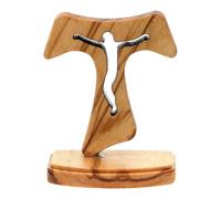 Holyart Crocifissi da tavolo: Tau con base crocifisso incavato legno Assisi 5 cm